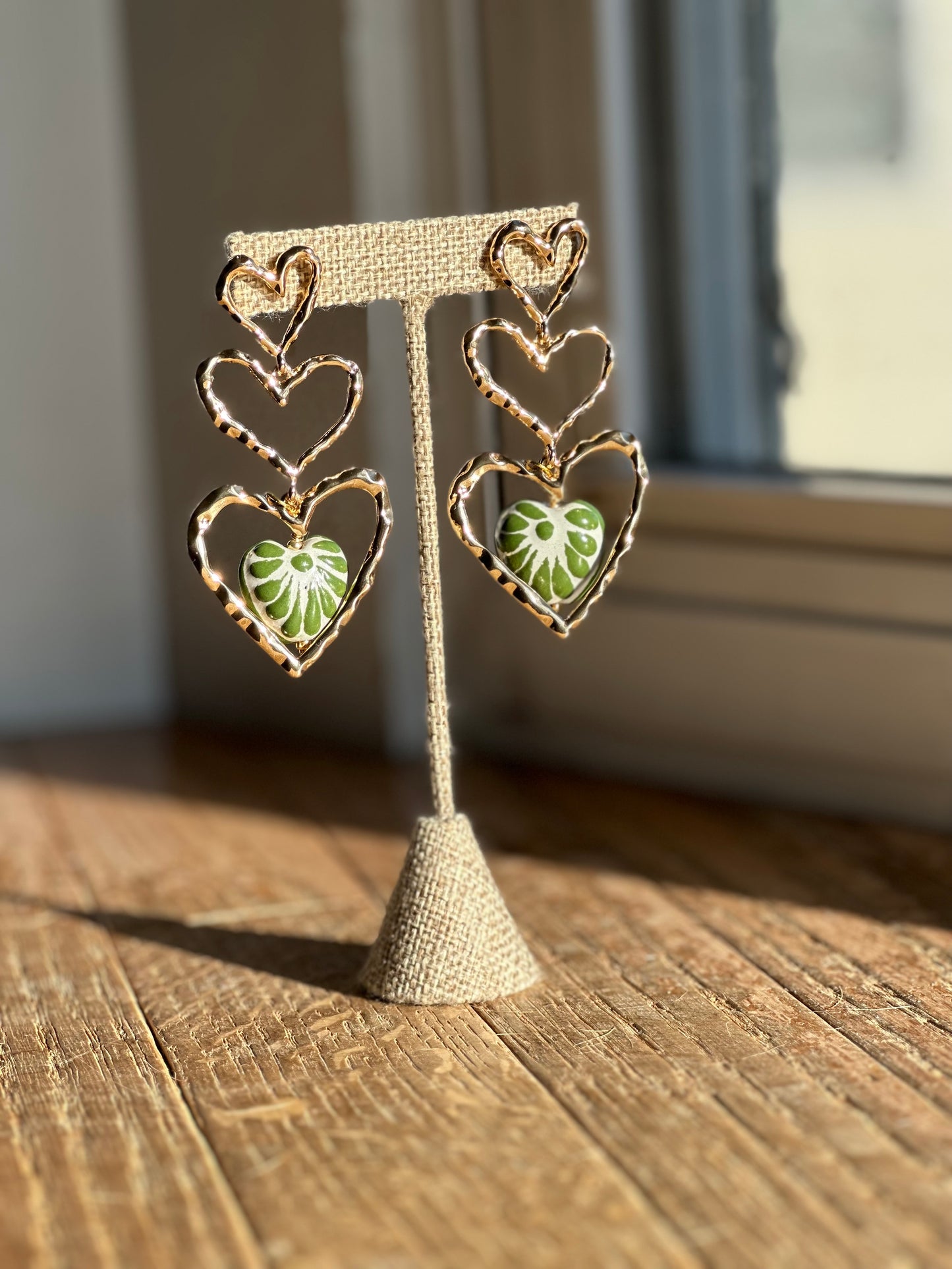 4 Corazónes Earrings Green