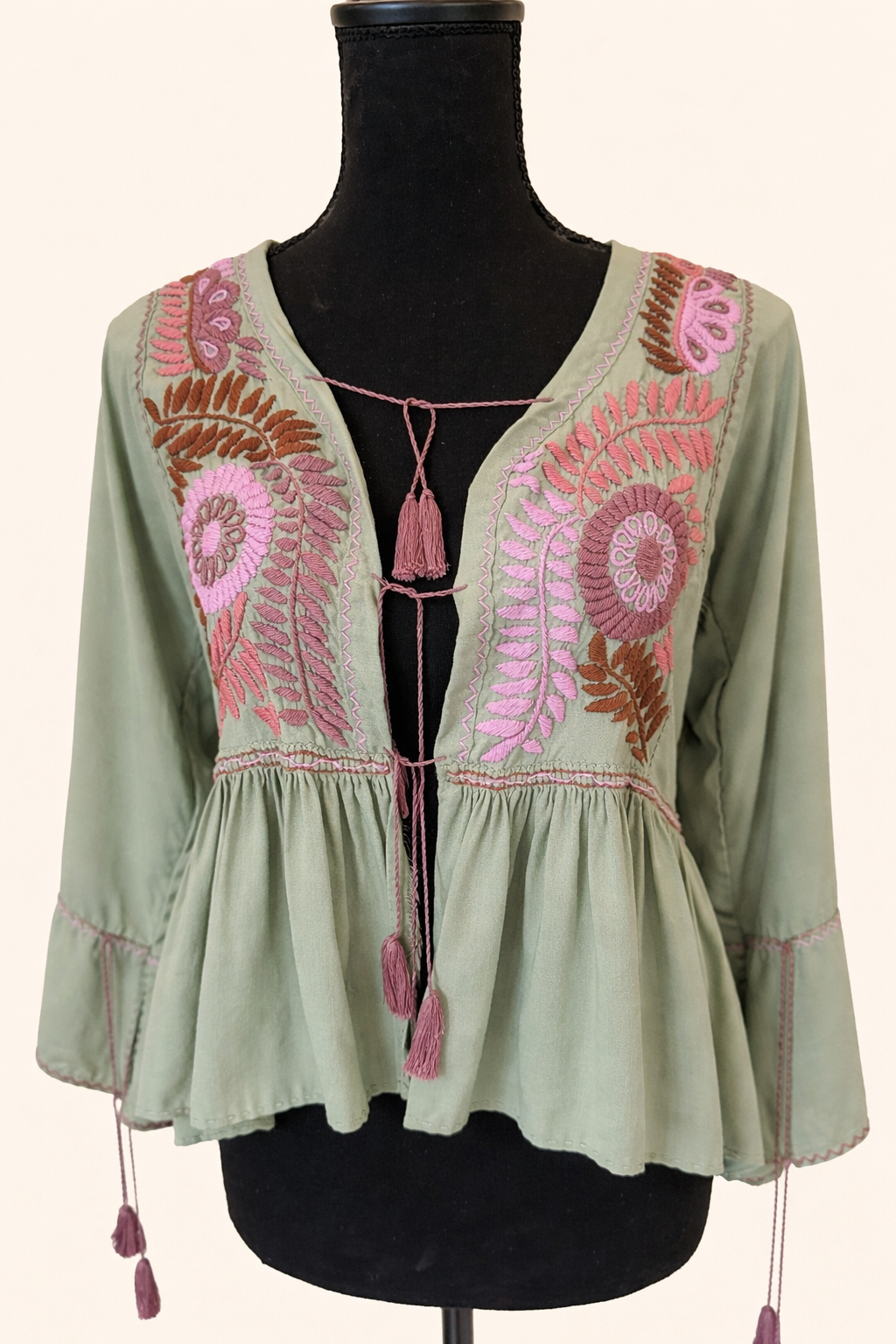 Flowly Long Sleeve Green Blouse