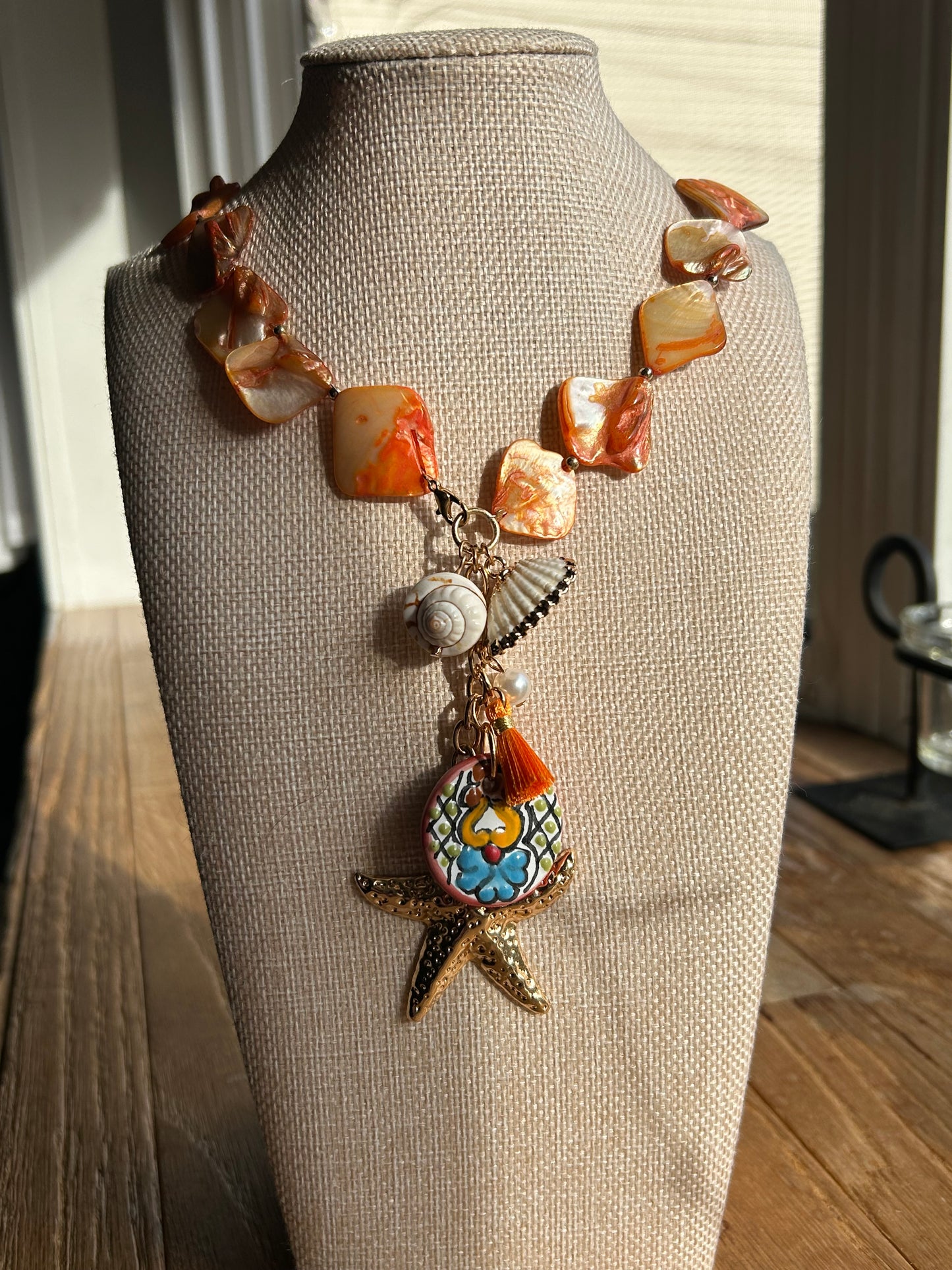 Orange Talavera Playa Necklace