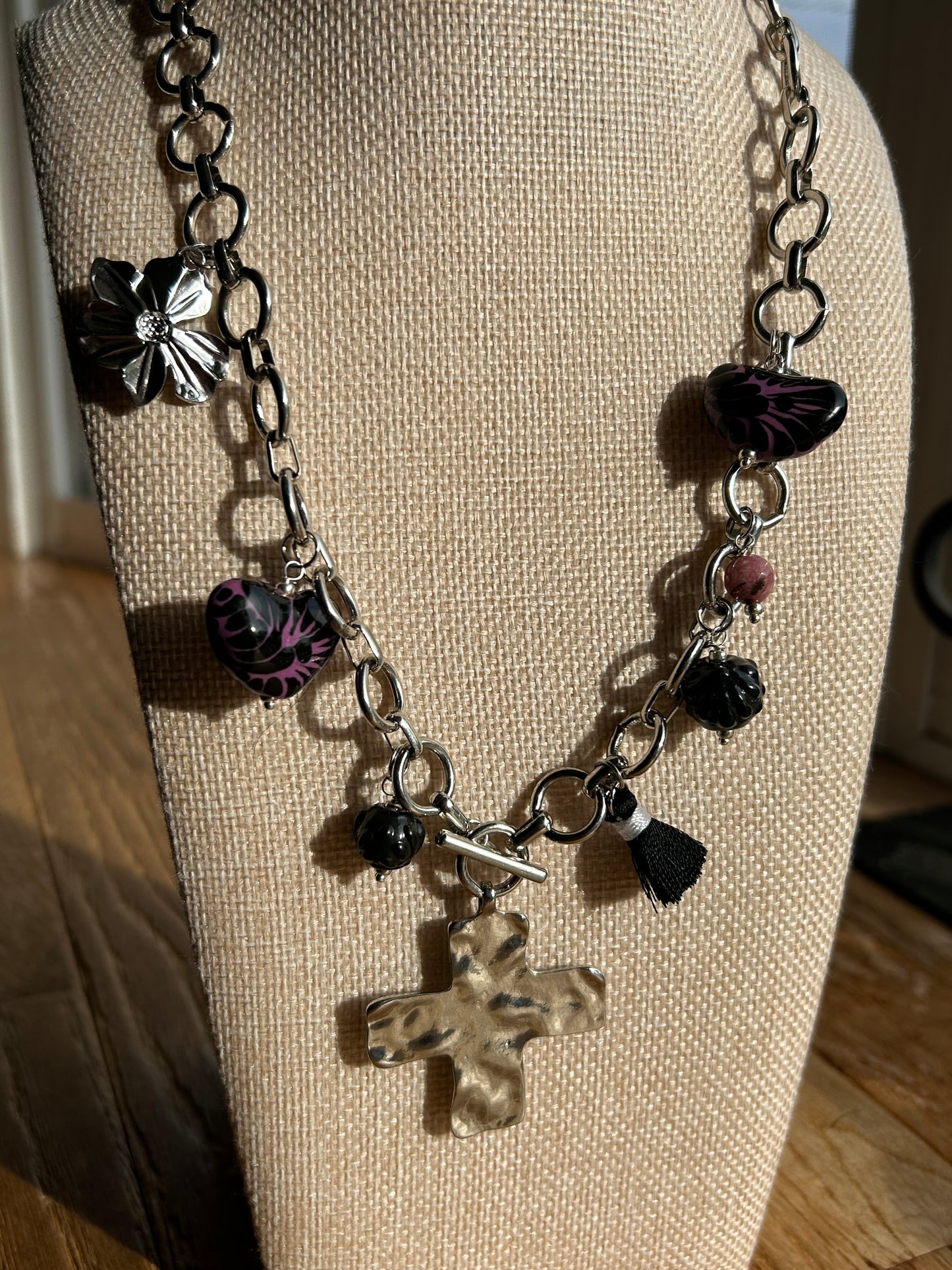 Black & Purple Tavalera Charm Necklace
