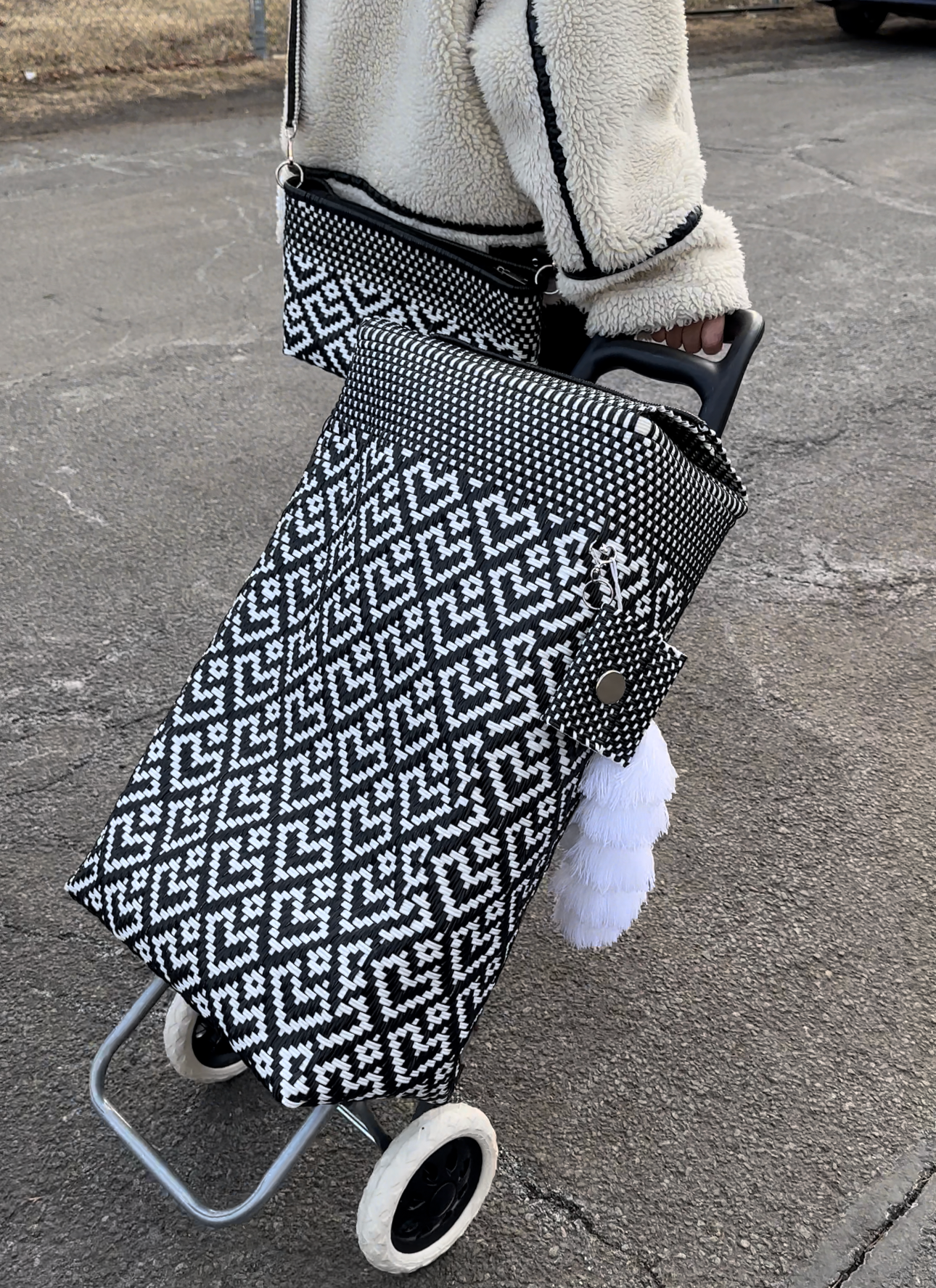 Carrito Artesanal Set- Black & White hearts
