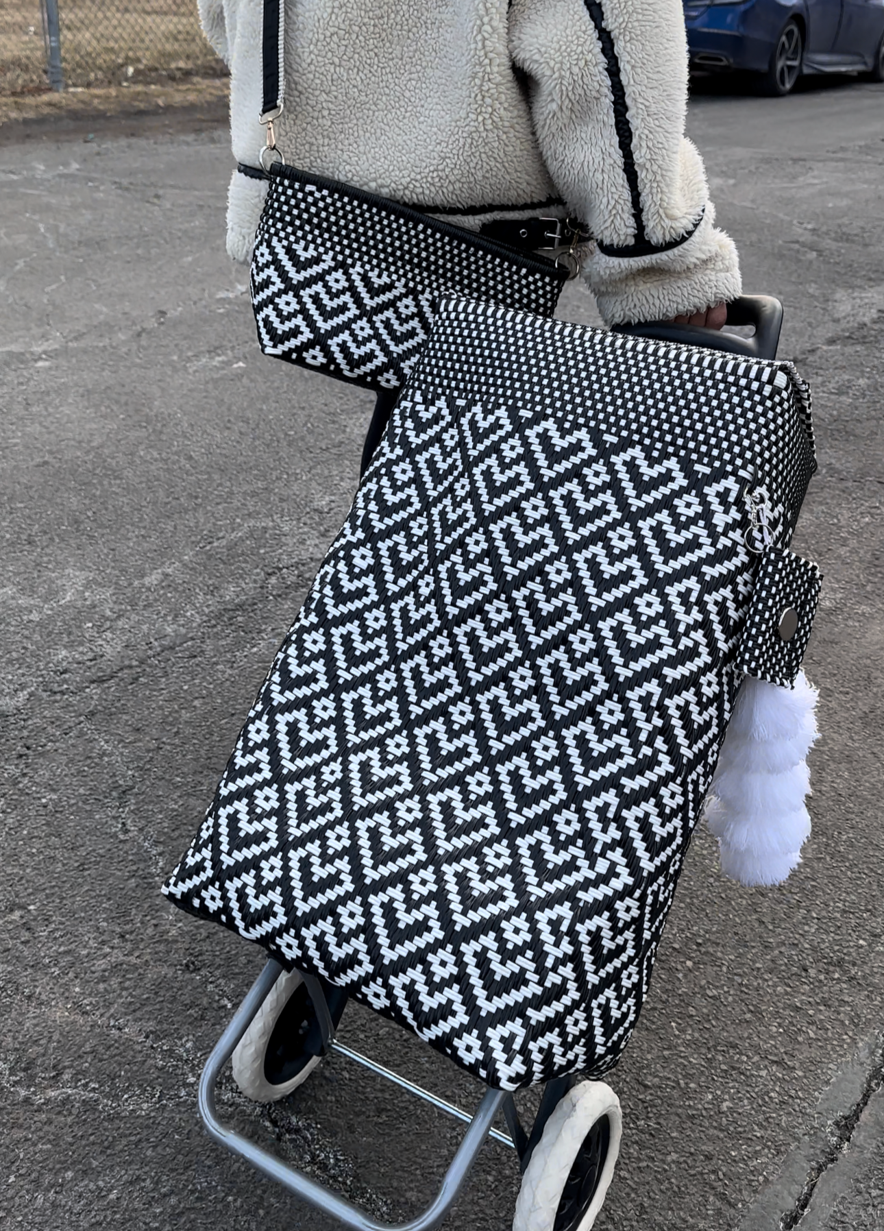 Carrito Artesanal Set- Black & White hearts