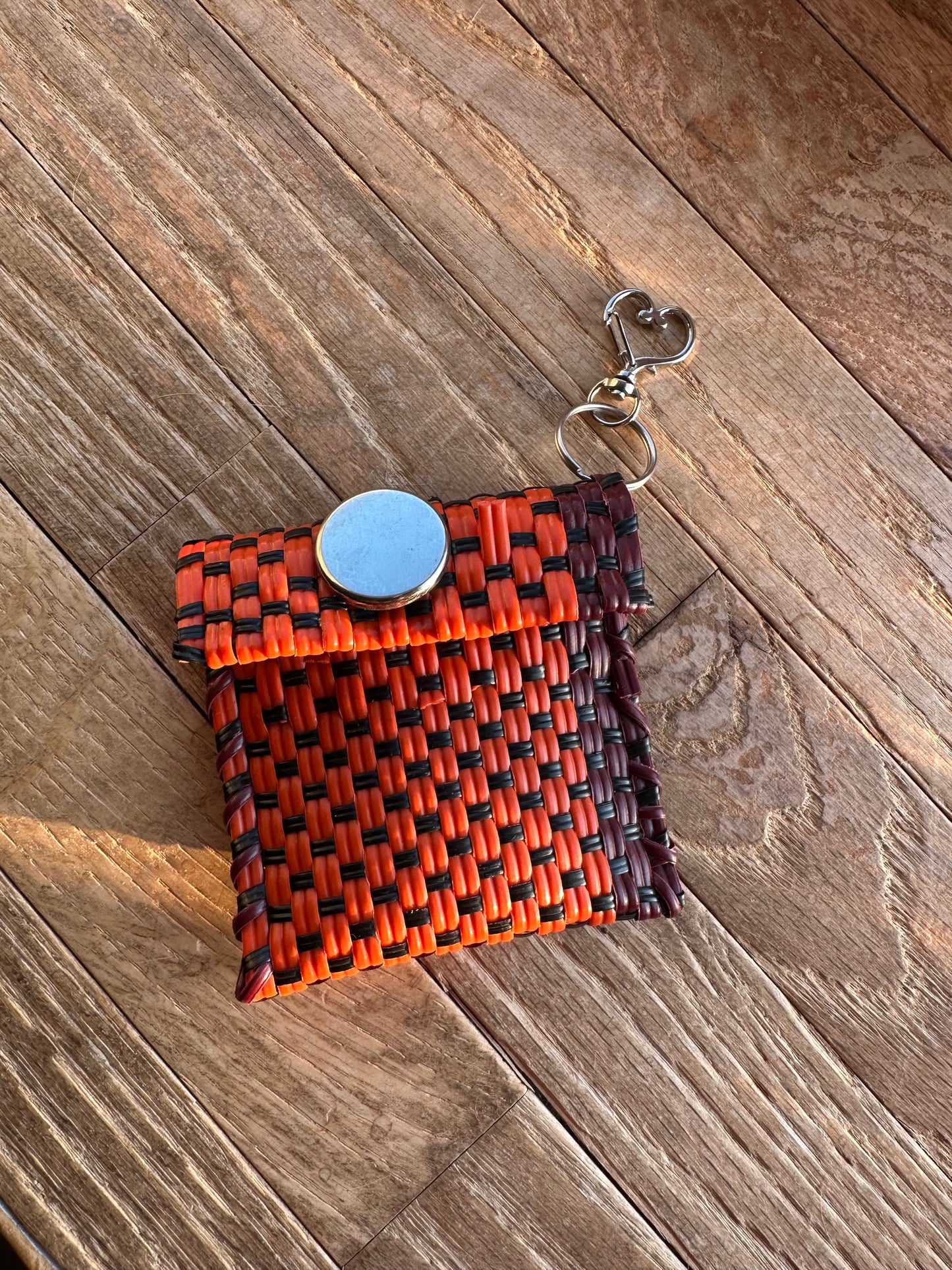 Mini Monedero Plastic - Orange Brown Stripe