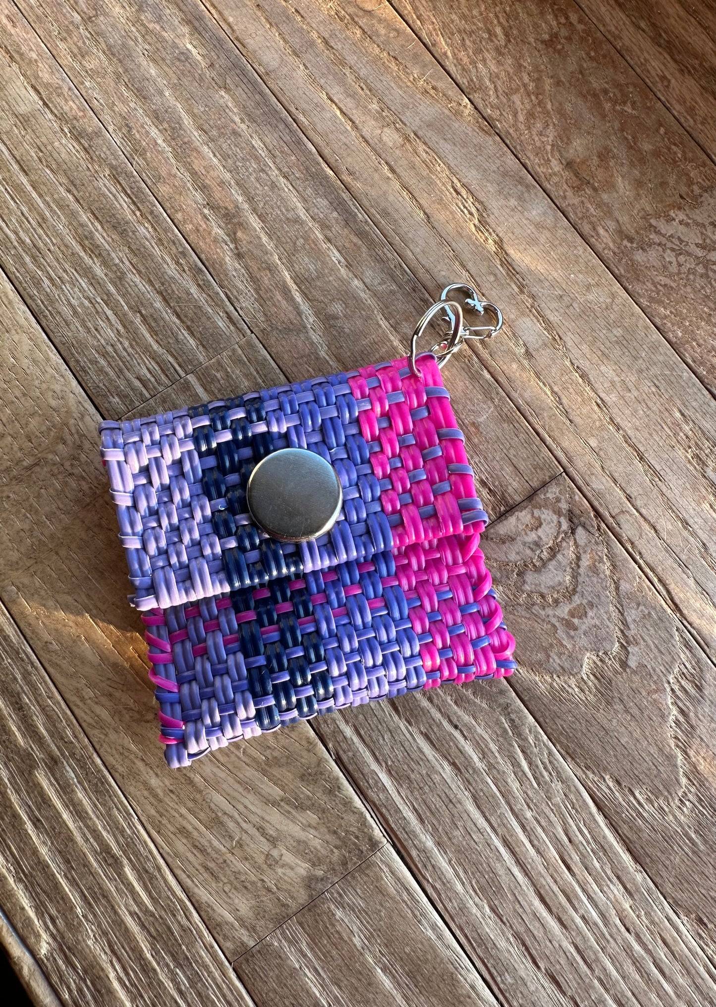 Mini Monedero Plastic - Purple Pink Striped