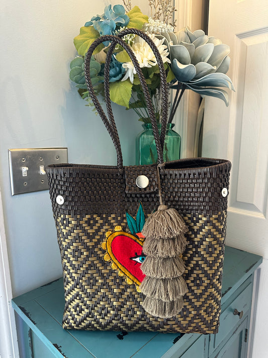 Ojo Tote Bag - Brown & Gold