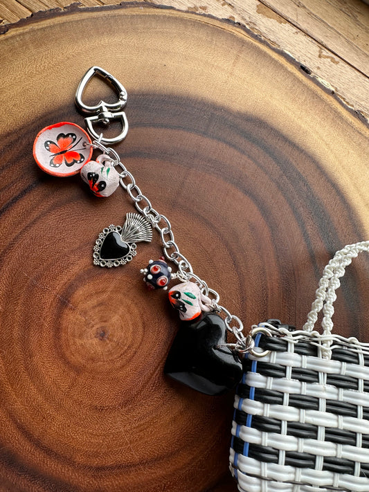 Mercadito Charm Bag - Black & White