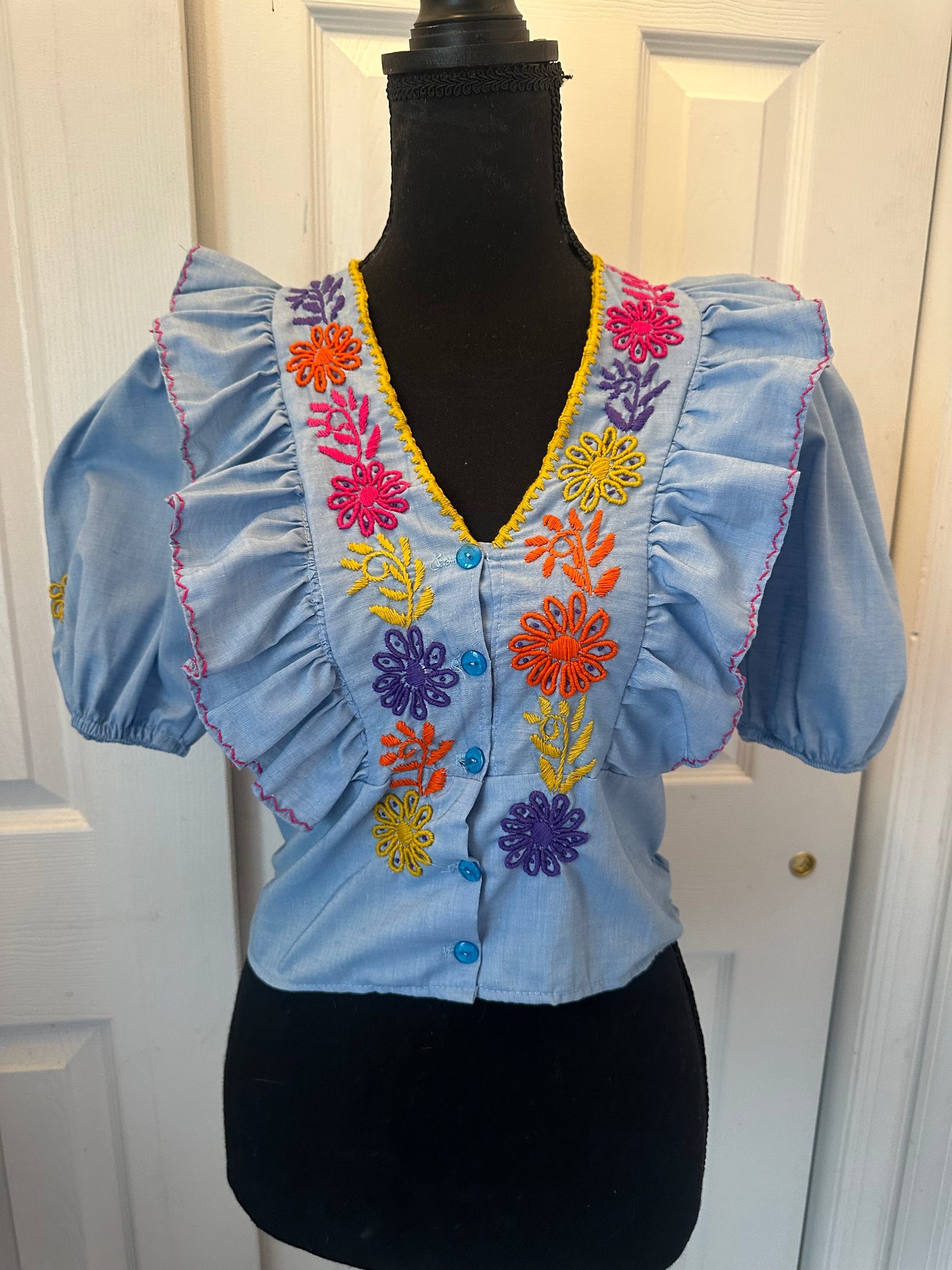 Blue Embroidered Chiapas Top