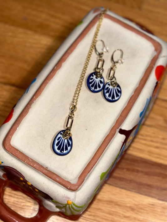 Gota Azul Talavera Necklace & Earrings