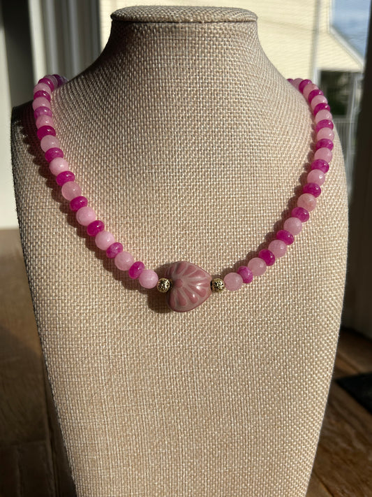 Pink Beaded Necklace Talavera