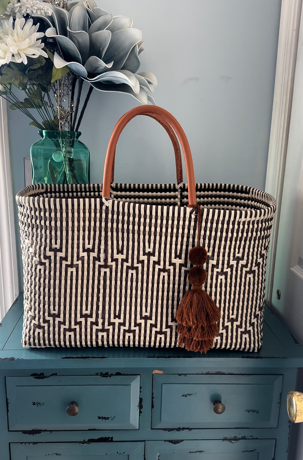 Brown & Biege Open Jumbo Tote Handwoven Bag