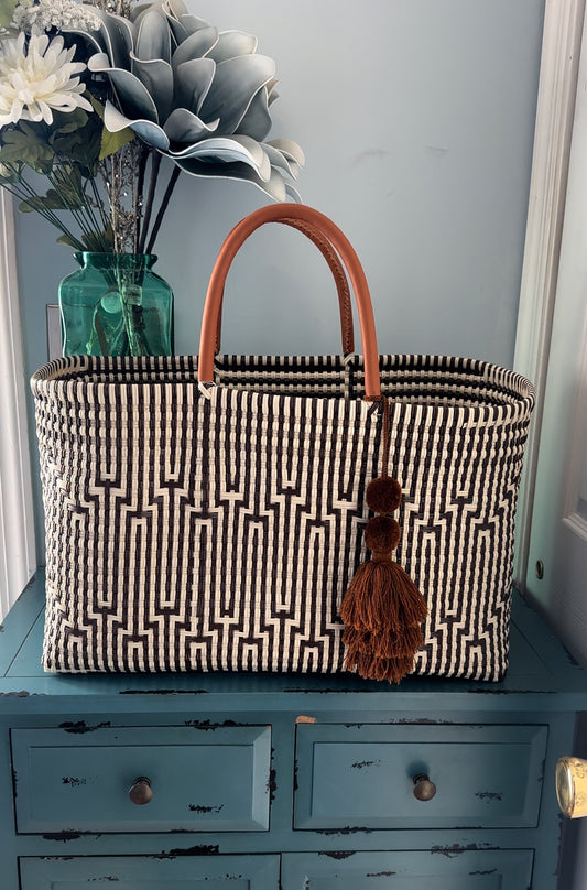 Brown & Biege Open Jumbo Tote Handwoven Bag