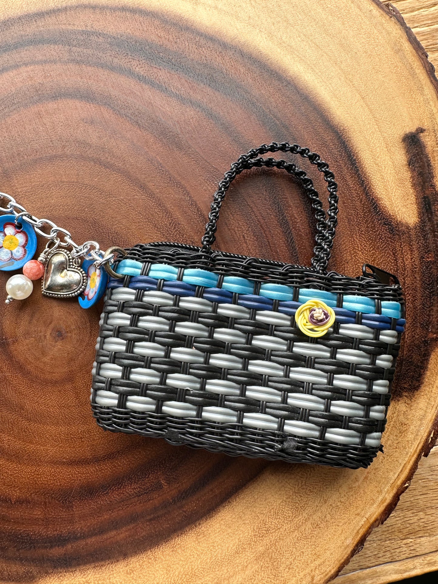 Mercadito Charm Bag - Black & Silver