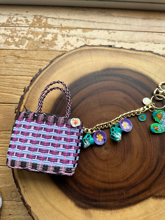 Mercadito Charm Bag - Pink & Purples