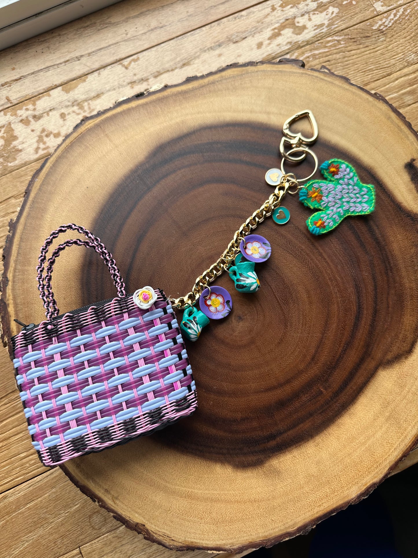 Mercadito Charm Bag - Pink & Purples