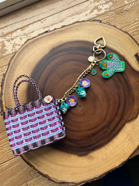 Mercadito Charm Bag - Pink & Purples
