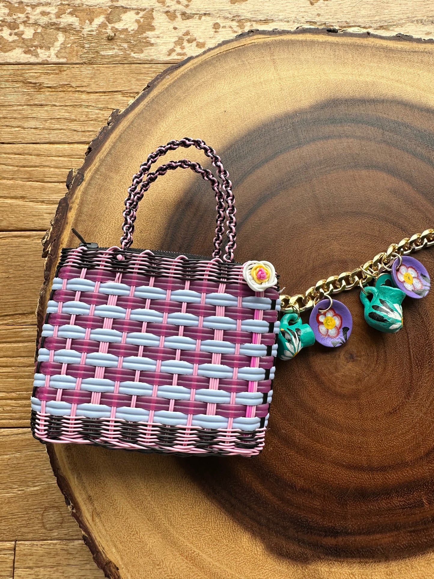 Mercadito Charm Bag - Pink & Purples