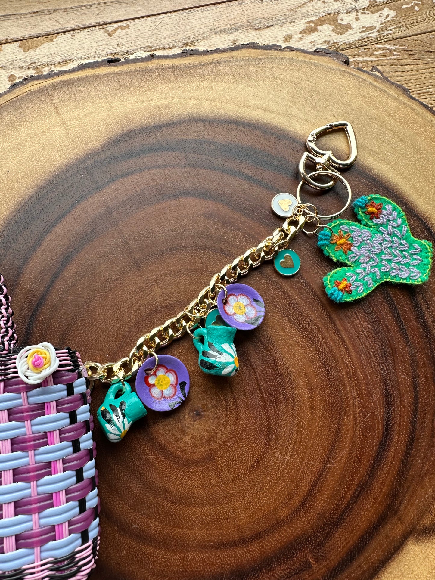 Mercadito Charm Bag - Pink & Purples