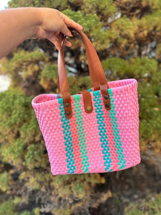 Lulu Bolsa de Plastico- Pink Striped